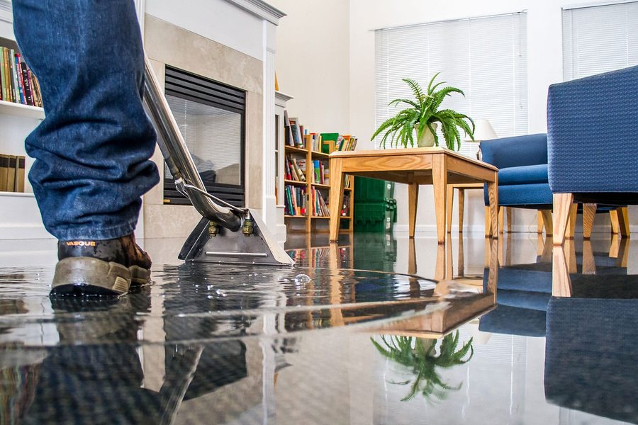Water extraction from flooded floor